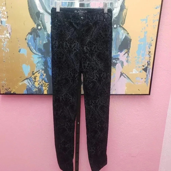 Chico's Black Jeans with Velvet Pattern - Picture 1 of 4